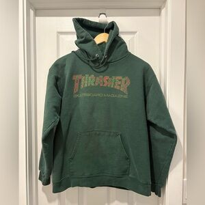 Thrasher Green Hoodie for Men small skateboarding